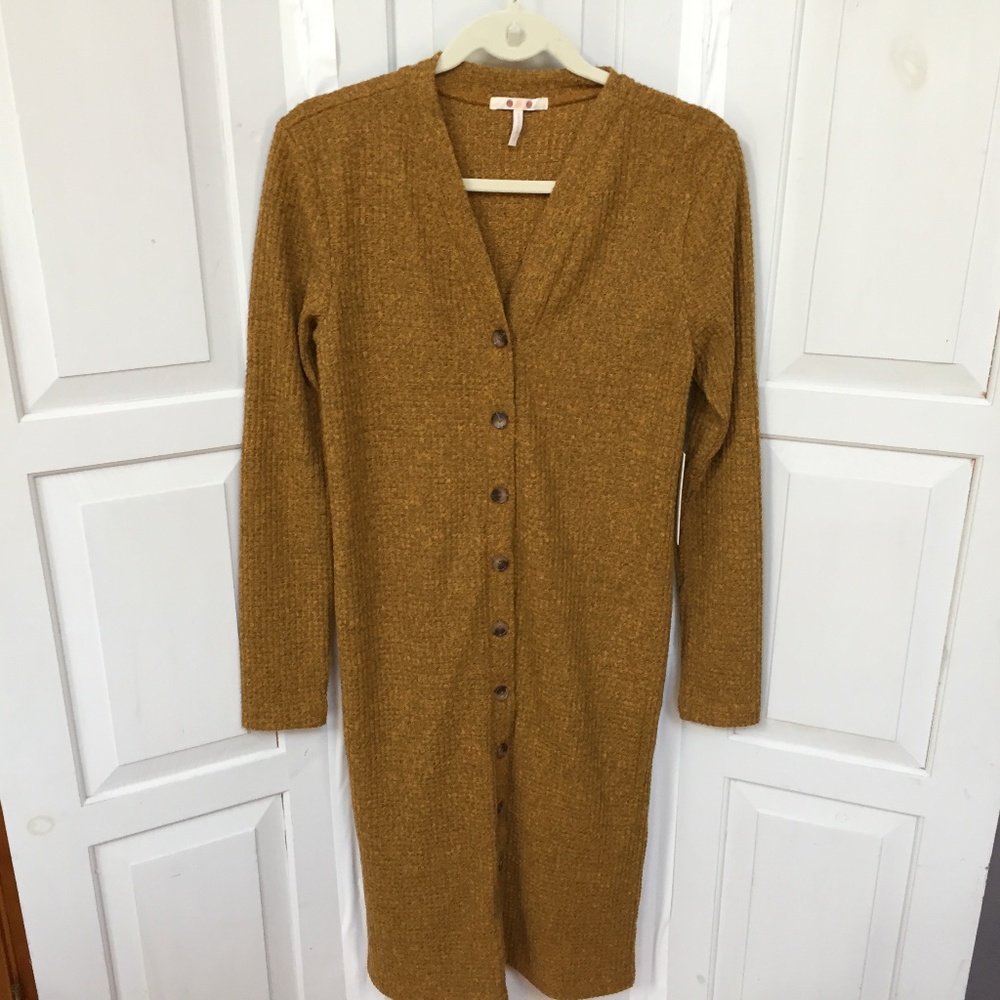 Three Dots "Tina" Waffle Indica Gold Duster NWT